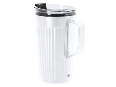 Taza térmica reciclada Korplax 350 ml con orificio pajita personalizable