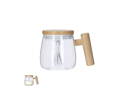 Taza mezcladora de cristal Rydian 400 ml con agitador personalizable