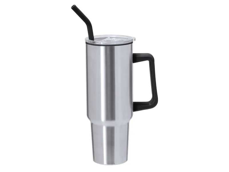 Jarra térmica de acero Lansin 1,2 l con pajita en plateado de acero inox/ PP, vista frontal