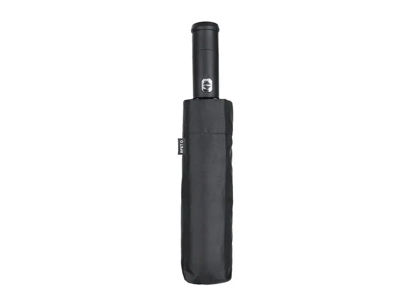 Paraguas de RPET Pulsak Ø 105 cm con mango linterna en negro de pongee 190T RPET, vista frontal