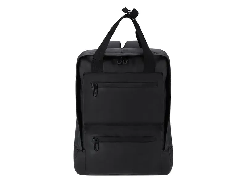Mochila de PU Flipex asas dobles portátil 15 pulgadas en negro de PU, vista frontal