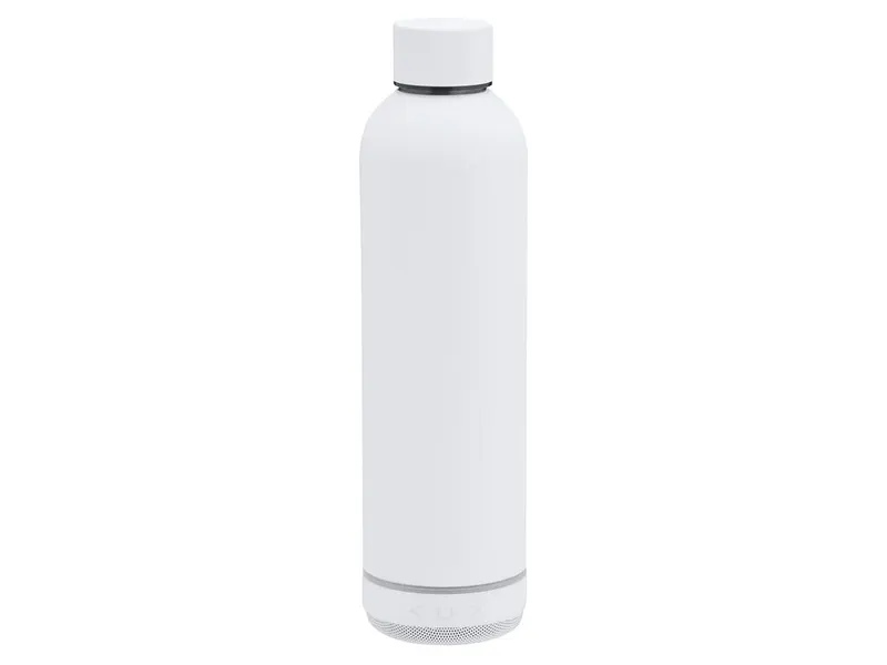 Bidón térmico Meflex con altavoz Bluetooth 540 ml en blanco de acero inox, vista frontal