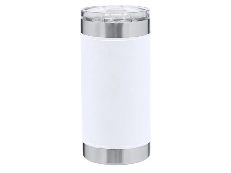 Vaso térmico de acero Hulpex 530 ml con fajín de PU en blanco de acero inox/ PU, vista frontal
