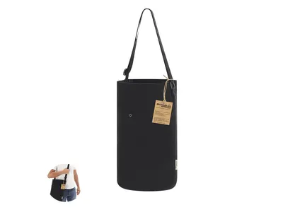 Bolso cilíndrico de canvas reciclado 270 g negro personalizable
