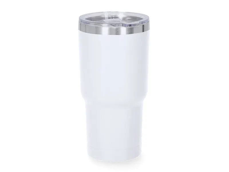 Vaso térmico de acero Haftal 530 ml para láser en blanco de acero inox, vista frontal