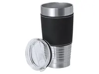 Vaso térmico de acero Zuncex 420 ml con banda de PU de acero inox/ PU, vista lateral