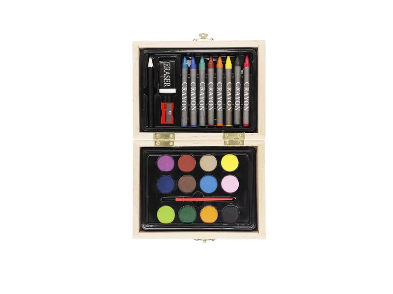 Set Lidner 24 piezas para colorear estuche de madera en natural de madera, vista frontal