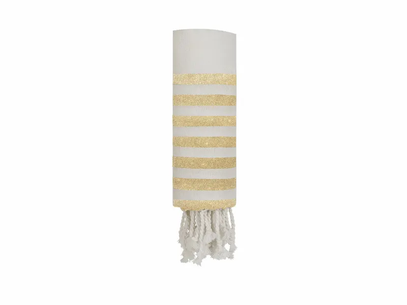 Pareo toalla de algodón reciclado Bak 180 g rayas doradas en dorado de 100% algodón reciclado 180 g/ m2, vista frontal