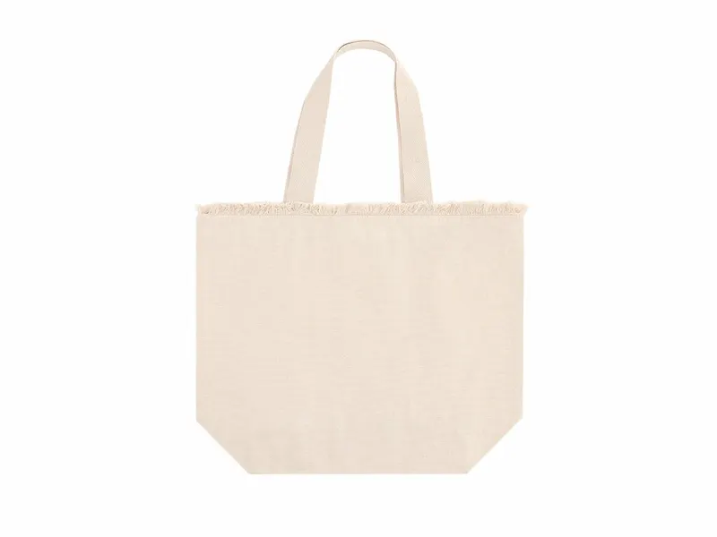 Bolsa de algodón Whistler 320 g con flecos y asas largas en natural de algodón 320 g/ m2, vista frontal