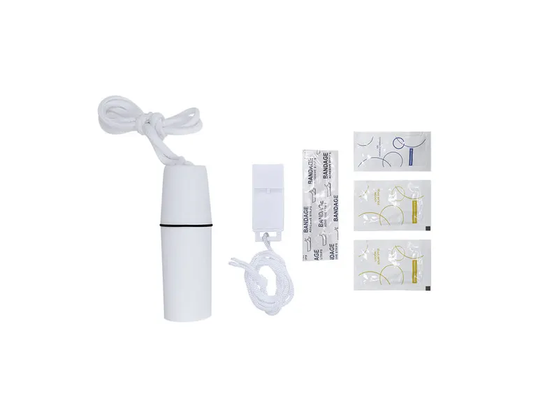 Kit de excursión Gemmel de 6 accesorios con estuche ABS en blanco, vista frontal