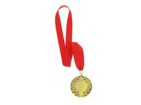 Medalla dorada en relieve Binea 7 cm para láser de metal/ poliéster, vista lateral