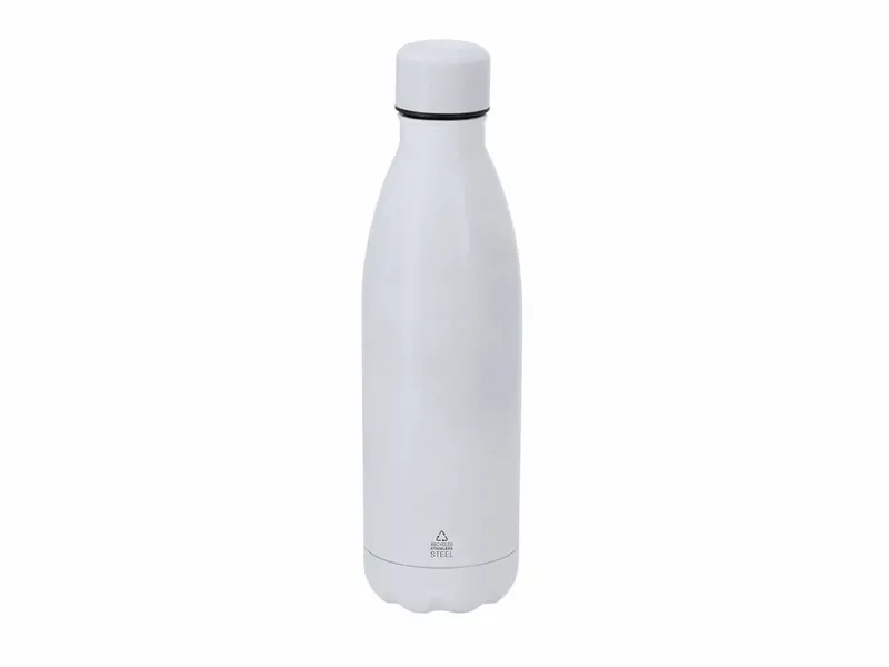 Bidón de acero reciclado Brendan 790 ml en blanco de acero inox reciclado, vista frontal