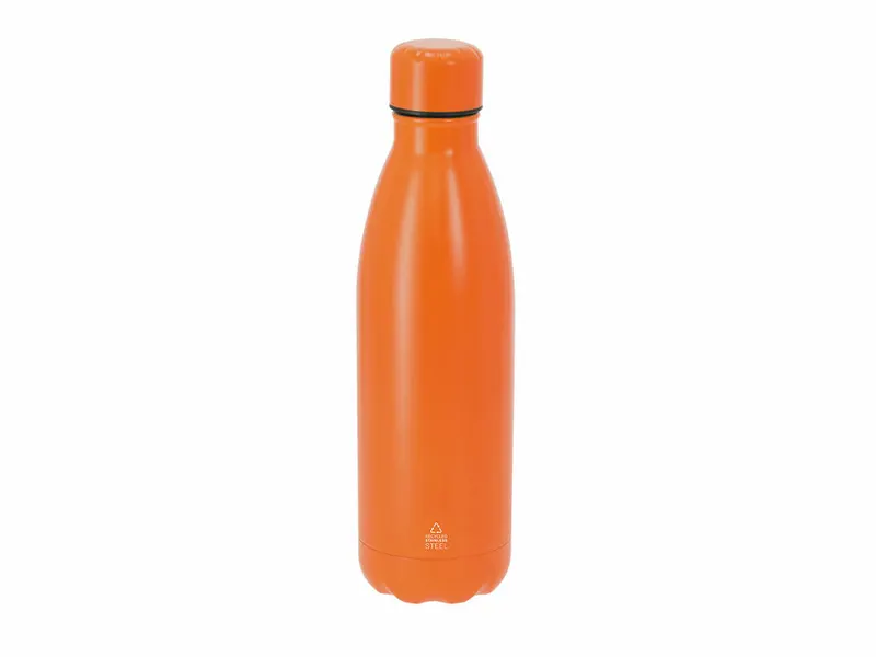 Bidón de acero reciclado Brendan 790 ml en naranja de acero inox reciclado, vista frontal