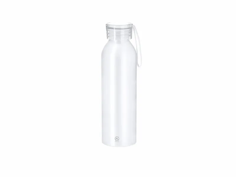 Bidón de aluminio reciclado Nomar 650 ml tapón translúcido en blanco de aluminio reciclado, vista frontal