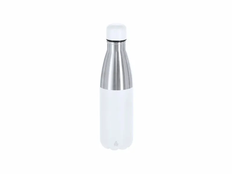 Botella térmica de acero reciclado Fanox 550 ml base mate en blanco de acero inox reciclado, vista frontal