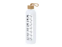 Botella de cristal Kramex 1 l con funda de silicona de cristal/ bambú, vista lateral