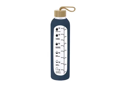 Botella de cristal Kramex 1 l con funda de silicona personalizable