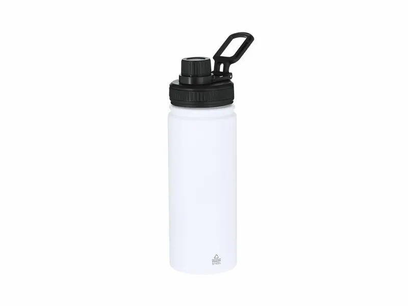 Bidón de acero reciclado Felmar 550 ml asa ajustable en blanco de acero inox reciclado, vista frontal