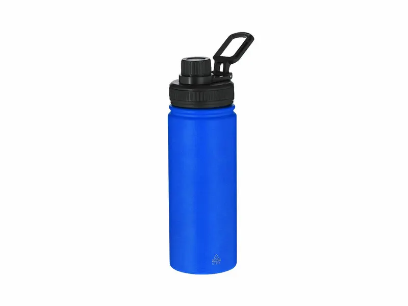 Bidón de acero reciclado Felmar 550 ml asa ajustable en azul de acero inox reciclado, vista frontal