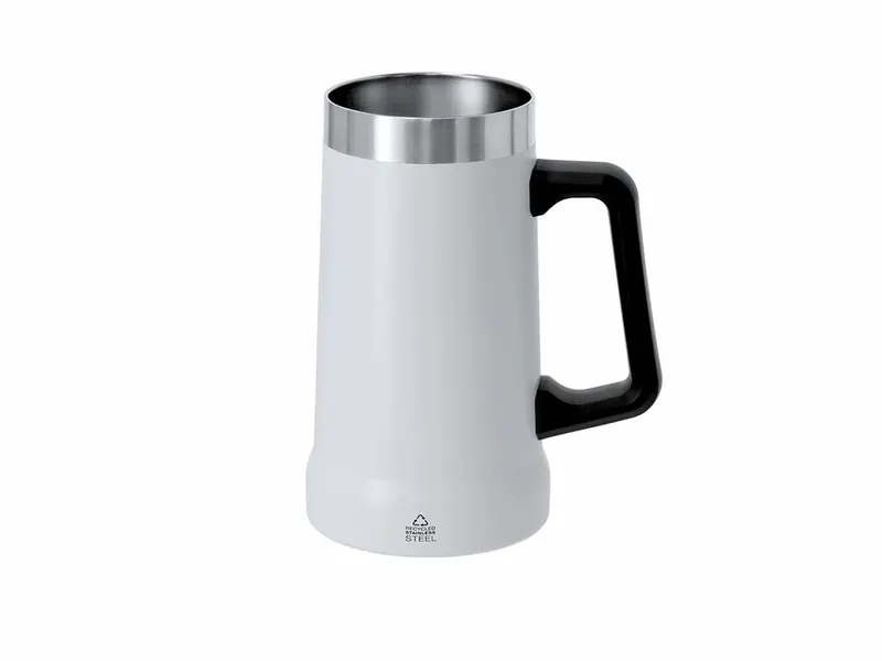 Jarra térmica de acero reciclado Glinox 700 ml en blanco de acero inox reciclado, vista frontal