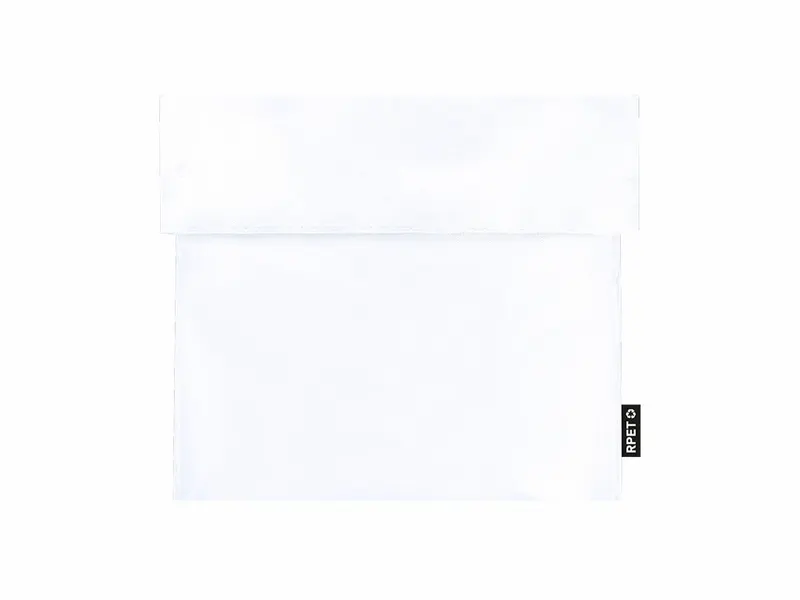 Portasnacks térmico de RPET Frasor 210T en blanco de poliéster 210T RPET/ PEVA, vista frontal