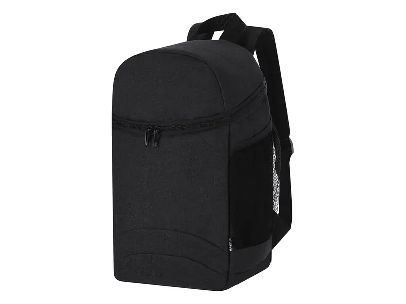 Mochila nevera de RPET Beroxi 600D 10 l acolchada en negro de poliéster 600D RPET/ PEVA, vista frontal