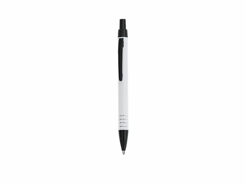 Bolígrafo de aluminio reciclado Blean accesorios negros en blanco de aluminio reciclado, vista frontal