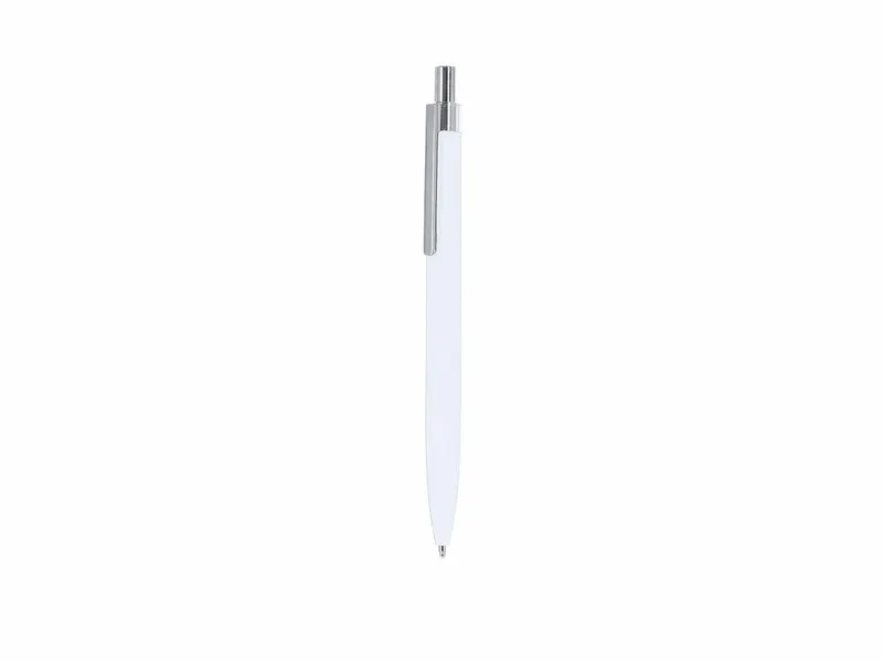 Bolígrafo de aluminio reciclado Iridon goma clip cromado en blanco de aluminio reciclado, vista frontal