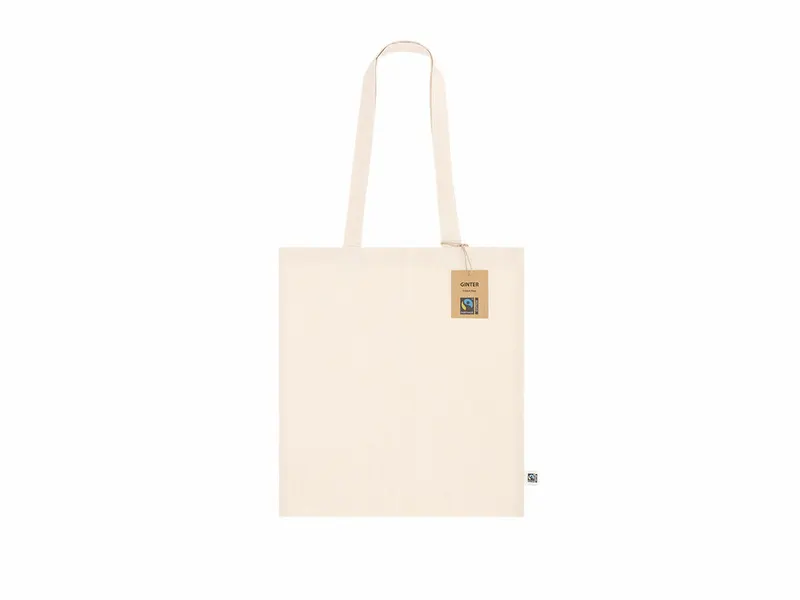 Bolsa de algodón Ginter Fairtrade 140 g resiste 7 kg en fairtrade natural de algodón fairtrade 140 g/ m2, vista frontal