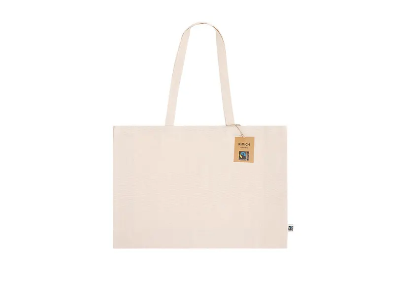 Bolsa de algodón Kimich Fairtrade 220 g con fuelle en fairtrade natural de algodón fairtrade 220 g/ m2, vista frontal