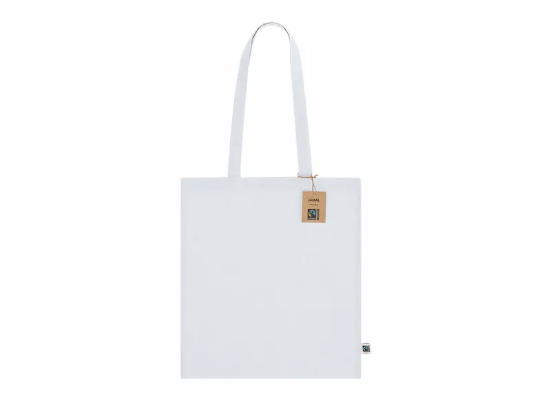 Bolsa de algodón Jamal Fairtrade 140 g resiste 8 kg en fairtrade blanco de algodón fairtrade 140 g/ m2, vista frontal