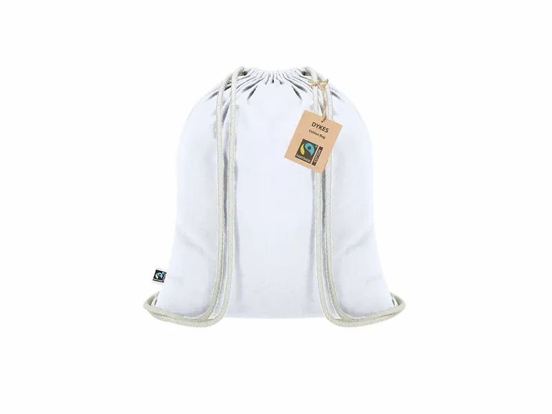 Mochila de cuerdas algodón Fairtrade Dykes 140 g 9 kg en fairtrade blanco de algodón fairtrade 140 g/ m2, vista frontal