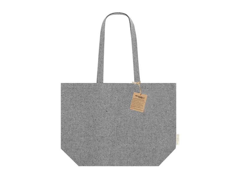 Bolsa de algodón reciclado Arpel 220 g fuelle asas 70 cm en negro de algodón reciclado 220 g/ m2, vista frontal