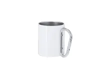 Taza de acero Beesbur 220 ml sublimación con mosquetón de acero inox, vista lateral