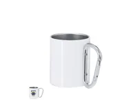 Taza de acero Beesbur 220 ml sublimación con mosquetón de acero inox, vista frontal