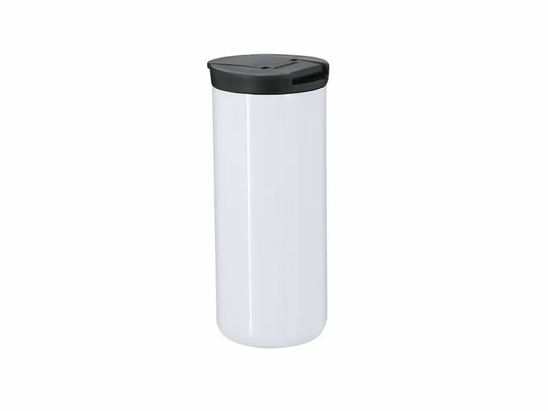 Vaso térmico de acero Lyrena 370 ml sublimación antifugas en blanco de acero inox, vista frontal
