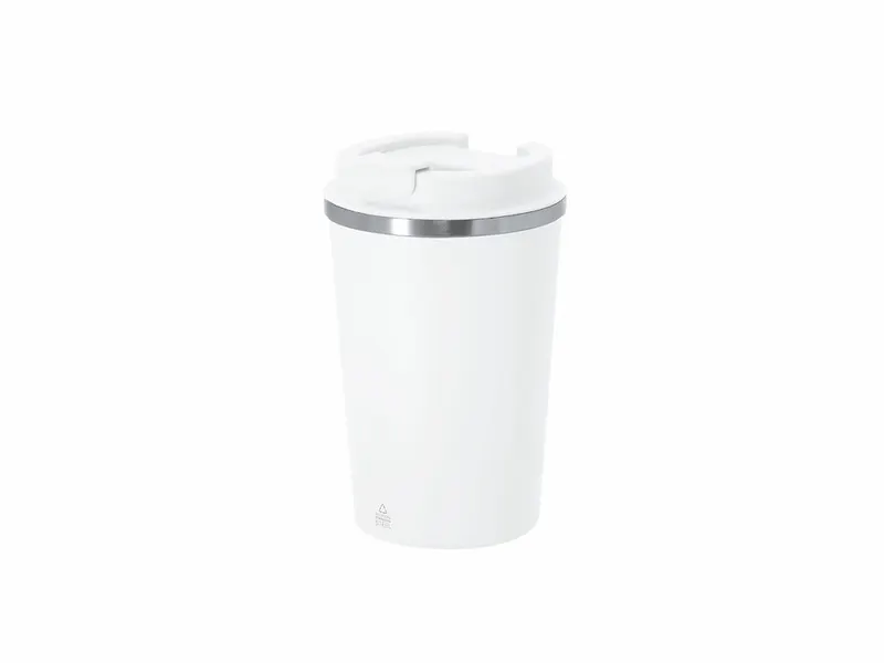 Vaso térmico reciclado Thira 350 ml interior cerámico en blanco de acero inox reciclado/ interior cerámico, vista frontal