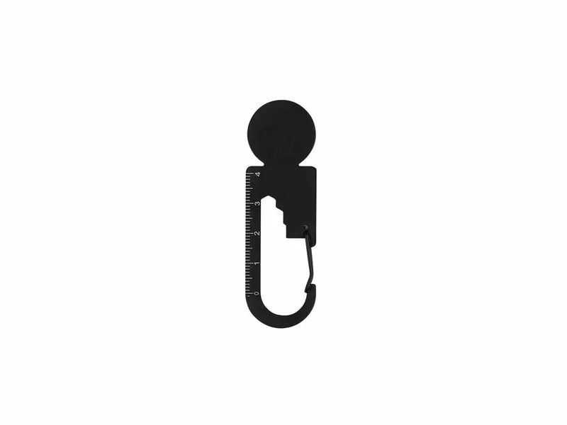 Multiherramienta negra mate Basarik de 8 funciones en negro de acero inox, vista frontal