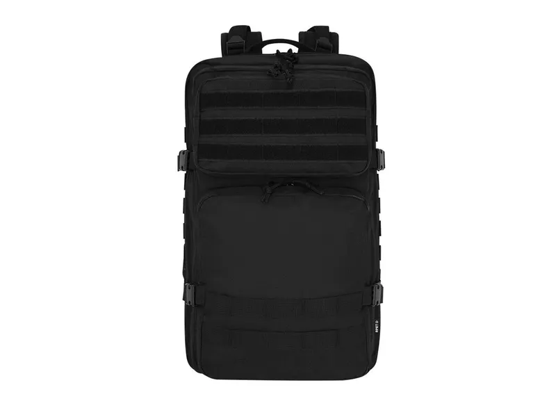 Mochila táctica de RPET Bruxdul 600D portátil 17 pulgadas en negro de poliéster 600D RPET, vista frontal