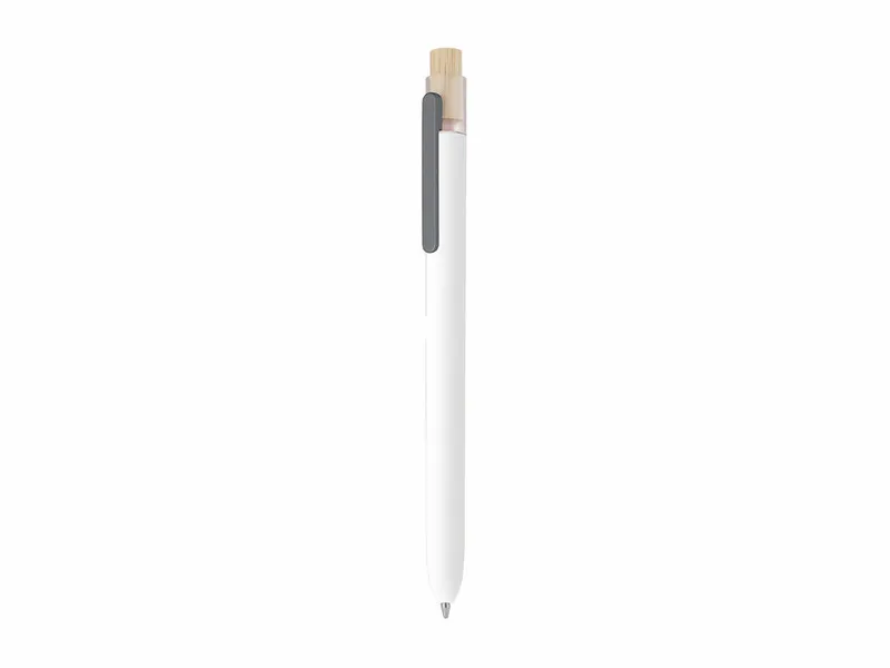 Bolígrafo de RABS Pelnak con pulsador de bambú en blanco de bambú/ ABS reciclado, vista frontal