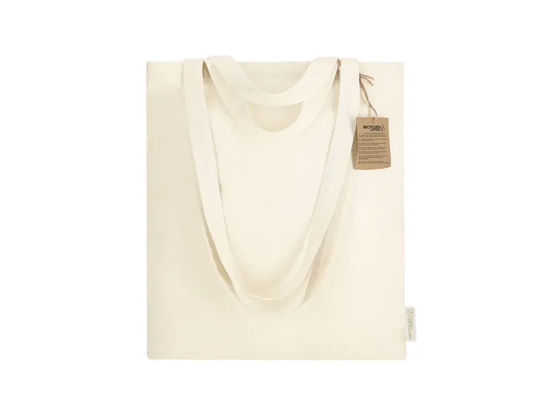 Bolsa de algodón reciclado Drulik 140 g con doble asa en natural de algodón reciclado 140 g/ m2, vista frontal