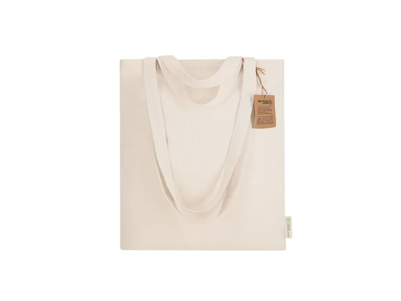 Bolsa de algodón reciclado Kamuy 140 g con doble asa en natural de algodón reciclado 140 g/ m2, vista frontal