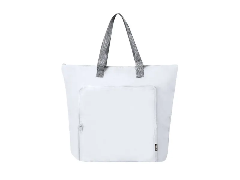 Bolsa nevera de RPET Landrex 190T con asas de 52 cm en blanco de poliéster 190T RPET/ aluminio, vista frontal