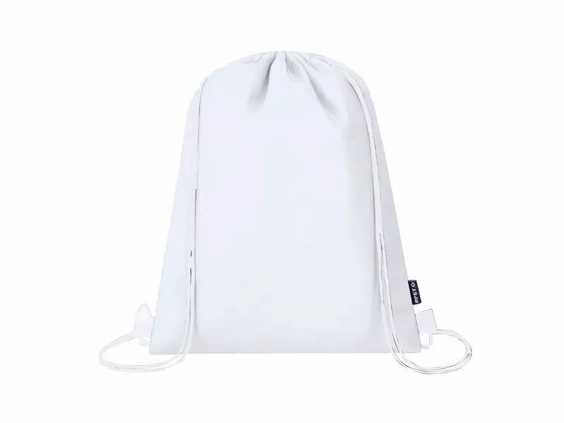 Mochila nevera de cuerdas RPET Karzux 210D 4 l en blanco de poliéster 210D RPET/ aluminio, vista frontal