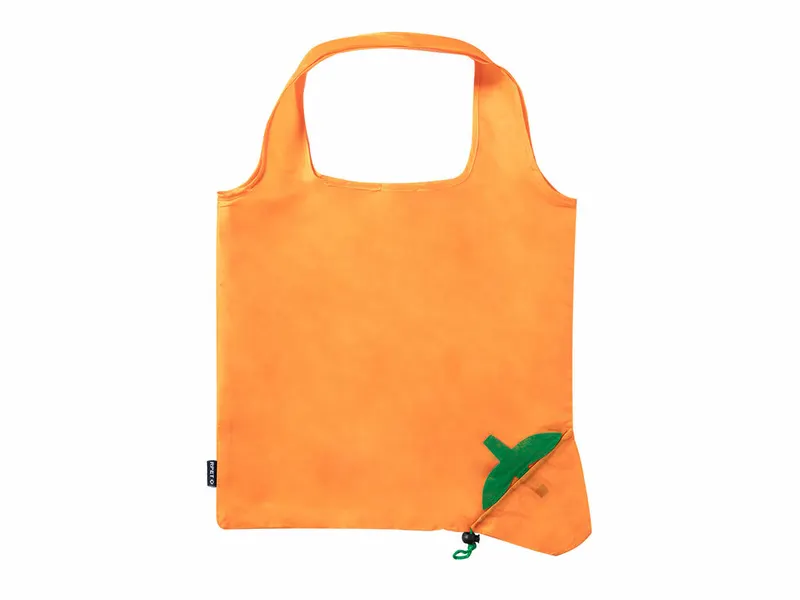 Bolsa plegable de RPET Chenry 190T diseño de frutas en naranja de poliéster 190T RPET, vista frontal