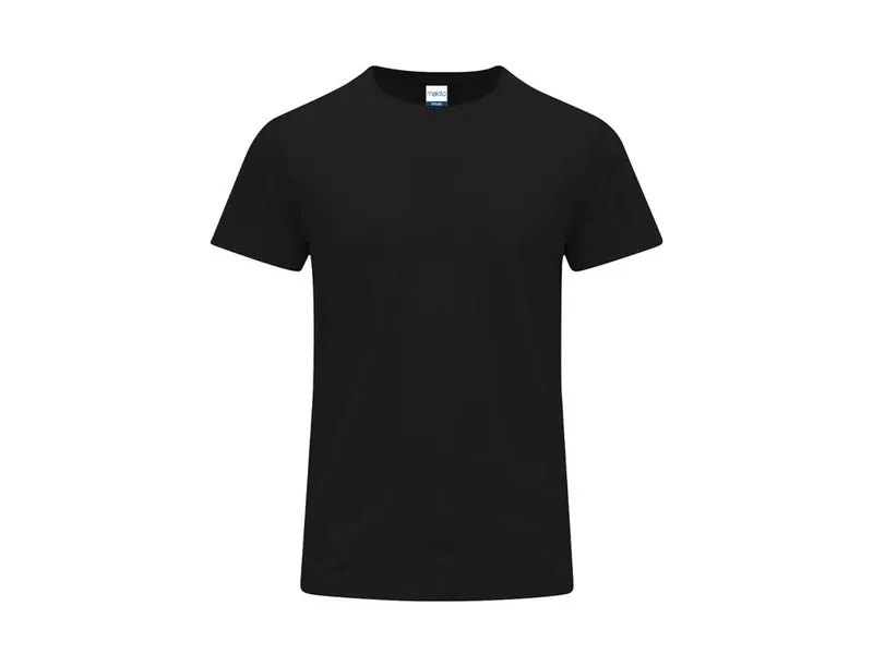 Camiseta de algodón Stiles 170 g en colores en negro de 100% algodón ring spun, single jersey 170 g/, vista frontal