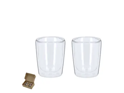 Set 2 vasos de cristal doble pared 65 ml personalizable