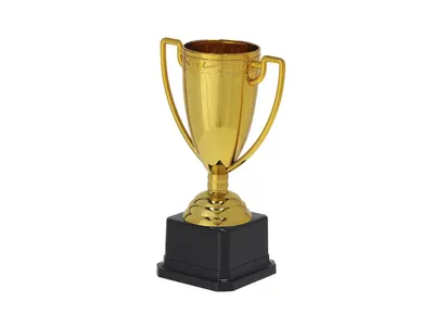 Trofeo dorado Plinar con asas, marcaje 40 × 20 mm personalizable
