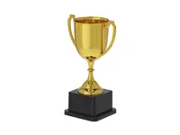 Trofeo dorado Nynor con asas, marcaje 45 × 20 mm, vista frontal