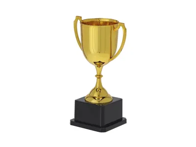Trofeo dorado Nynor con asas, marcaje 45 × 20 mm personalizable